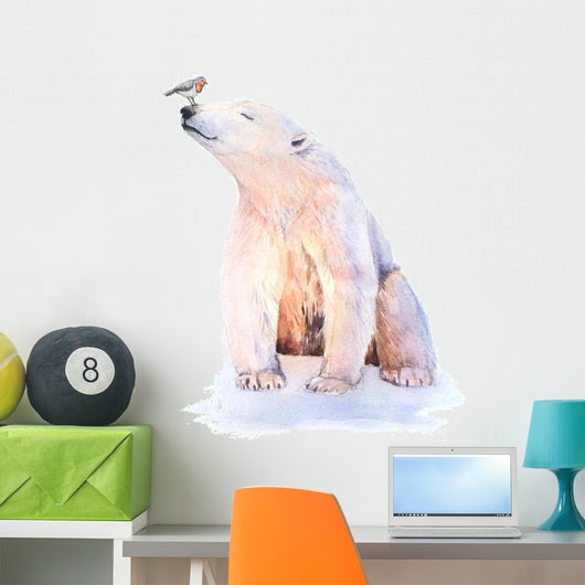 Polar Bear Cub Sitting and Roaring Wall Decal -  –  Wallmonkeys