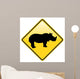 Rhino Warning Street Sign Wall Decal