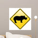Rhino Warning Street Sign Wall Decal