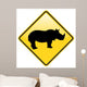 Rhino Warning Street Sign Wall Decal