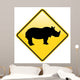 Rhino Warning Street Sign Wall Decal