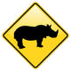 Rhino Warning Street Sign Wall Decal