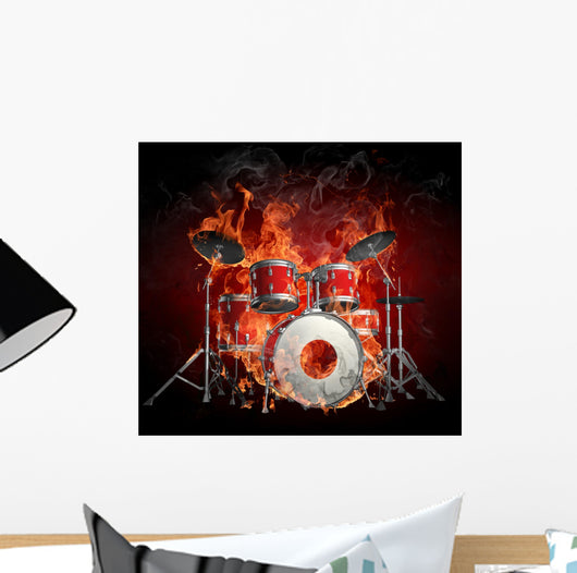 Drums in fire Wall Mural