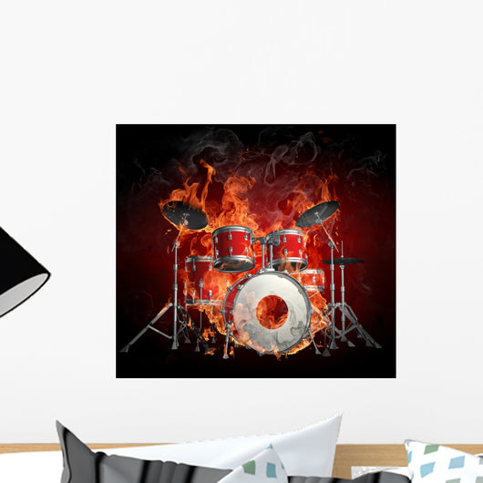 Drums in fire Wall Mural