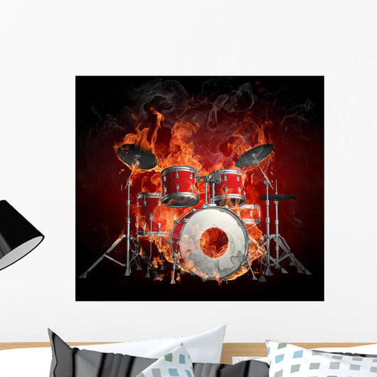 Drums in fire Wall Mural