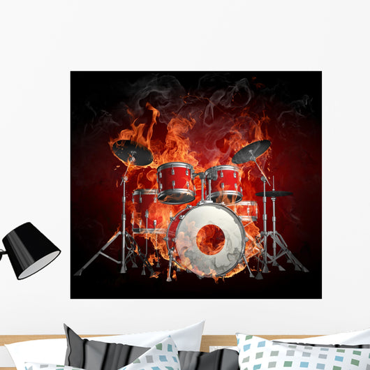 Drums in fire Wall Mural