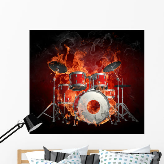 Drums in fire Wall Mural