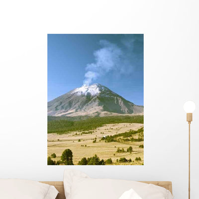 Active Snowcapped Popocatepetl Volcano Wall Decal Design 3 shown on a wall