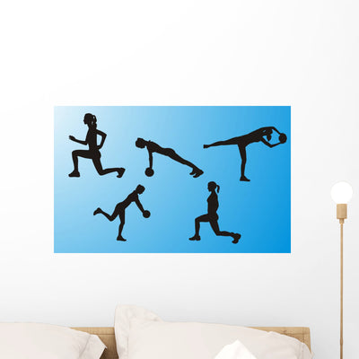 Fitness Woman Wall Mural shown on a wall