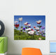 white red and purple flower field Wall Mural