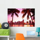 Miami Florida Pink Skyline and Palm Trees Wall Decal