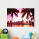 Miami Florida Pink Skyline and Palm Trees Wall Decal