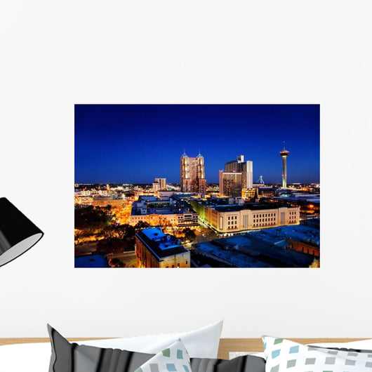 San Antonio Downtown Skyline at Night Wall Decal