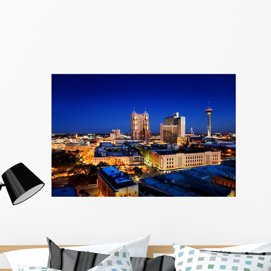 San Antonio Downtown Skyline at Night Wall Decal