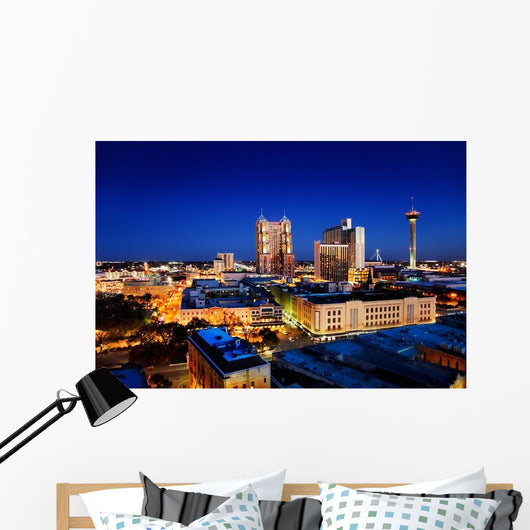 San Antonio Downtown Skyline at Night Wall Decal