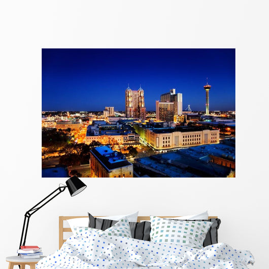 San Antonio Downtown Skyline at Night Wall Decal