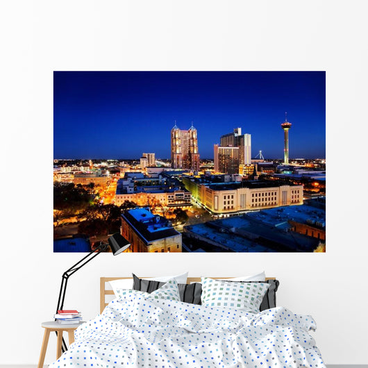 San Antonio Downtown Skyline at Night Wall Decal