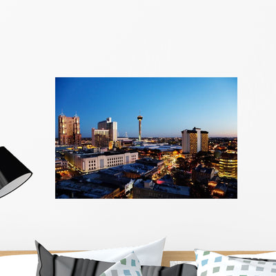 San Antonio Downtown Skyline Wall Decal shown on a wall