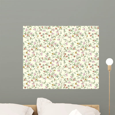 Classic Ditsy Floral Seamless Wall Mural shown on a wall