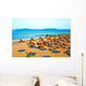 Straw Umbrellas Peaceful Beach Wall Decal