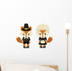 Two Pilgrim Foxes Wall Decal Sticker Set