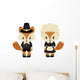 Two Pilgrim Foxes Wall Decal Sticker Set