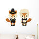 Two Pilgrim Foxes Wall Decal Sticker Set