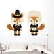 Two Pilgrim Foxes Wall Decal Sticker Set