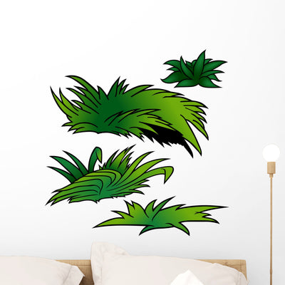 Cartoon Grass Wall Stickers shown on a wall