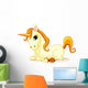 Vector Illustration of Sitting Cute Golden Unicorn Wall Decal