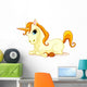 Vector Illustration of Sitting Cute Golden Unicorn Wall Decal