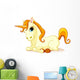 Vector Illustration of Sitting Cute Golden Unicorn Wall Decal