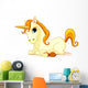Vector Illustration of Sitting Cute Golden Unicorn Wall Decal