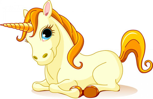 Vector Illustration of Sitting Cute Golden Unicorn Wall Decal