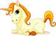 Vector Illustration of Sitting Cute Golden Unicorn Wall Decal