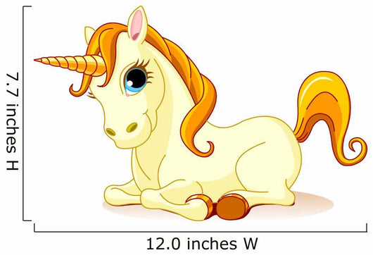 Vector Illustration of Sitting Cute Golden Unicorn Wall Decal