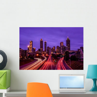 Atlanta Skyline Wall Decal shown on a wall