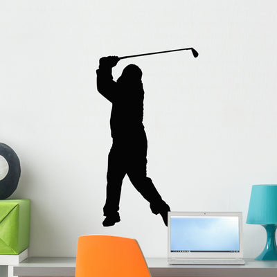Golfer Silhouette Wall Decal shown on a wall