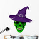 Green Witches Skull Wall Decal