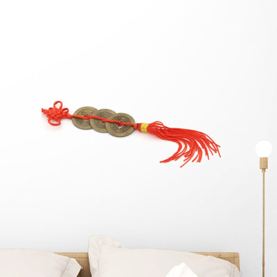 Chinese Coins Luck Wall Decal shown on a wall