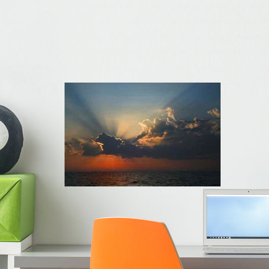Beams Sun above Sea Wall Decal