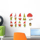 Cartoon Elves Garden Gnomes Wall Decal Sticker Set