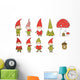 Cartoon Elves Garden Gnomes Wall Decal Sticker Set