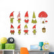 Cartoon Elves Garden Gnomes Wall Decal Sticker Set