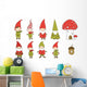 Cartoon Elves Garden Gnomes Wall Decal Sticker Set