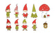 Cartoon Elves Garden Gnomes Wall Decal Sticker Set