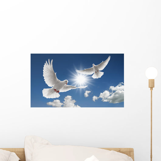 Two Flying Doves Wall Mural