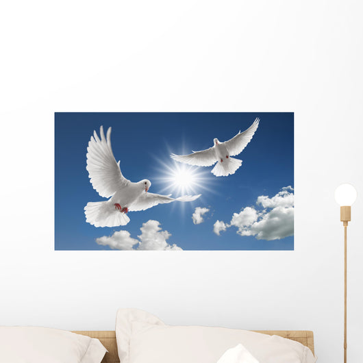 Two Flying Doves Wall Mural