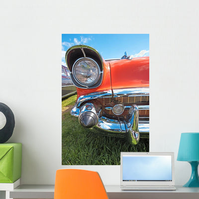 Headlight Luxury Retro Car Wall Decal shown on a wall