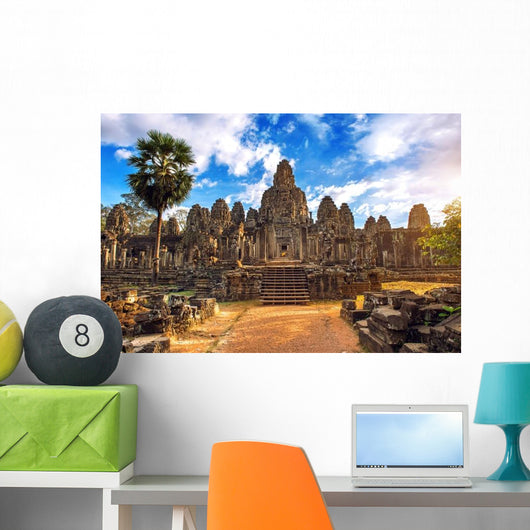 Ancient Stone Faces Sunset Wall Decal